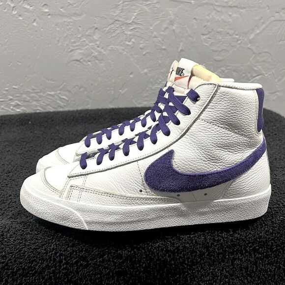 ?? NIKE Blazer Mid \'77 Vintage Leather SNEAKER Shoes White Purple Black Men Sz main image 12